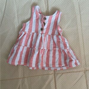 cloud island Pink and White Striped Ruffle Sundress